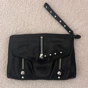 Betsey Johnson Black Leather Studded Clutch